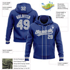 Custom Stitched Royal Gray-White Baseball Pullover Sweatshirt Hoodie