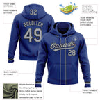 Custom Stitched Royal Gray-Black Baseball Pullover Sweatshirt Hoodie