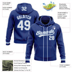 Custom Stitched Royal White-Light Blue Baseball Pullover Sweatshirt Hoodie