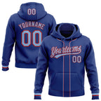 Custom Stitched Royal Light Blue-Red Baseball Pullover Sweatshirt Hoodie