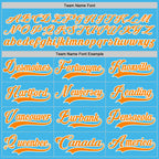 Custom Sky Blue Bay Orange-White Hockey Lace Neck Jersey