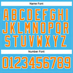 Custom Sky Blue Bay Orange-White Hockey Lace Neck Jersey