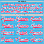 Custom Sky Blue Neon Pink-White Hockey Lace Neck Jersey