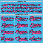 Custom Sky Blue Pink-Black Hockey Lace Neck Jersey