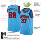 Custom Sky Blue Red-Black Authentic Basketball Jersey