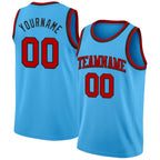 Custom Sky Blue Red-Black Authentic Basketball Jersey