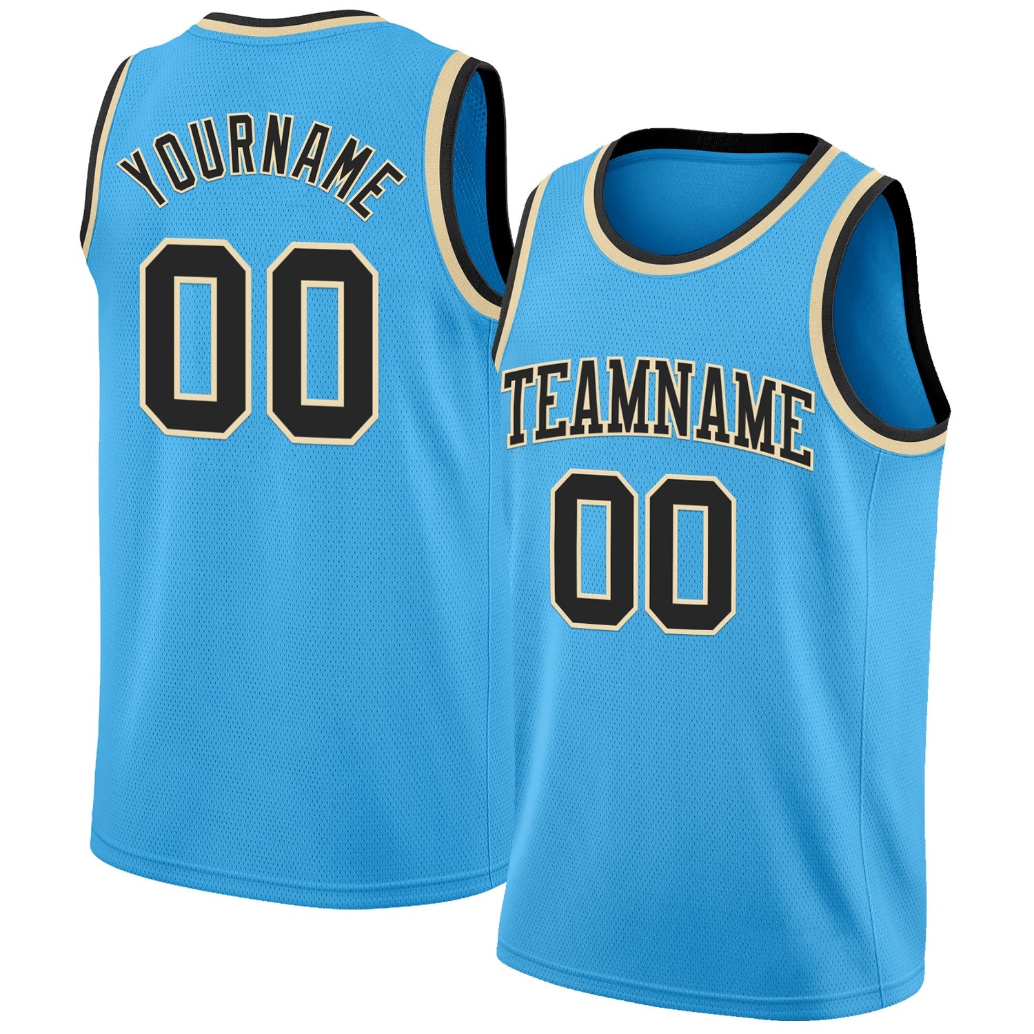 Custom Sky Blue Black-Cream Authentic Basketball Jersey