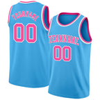 Custom Sky Blue Pink-White Authentic Basketball Jersey