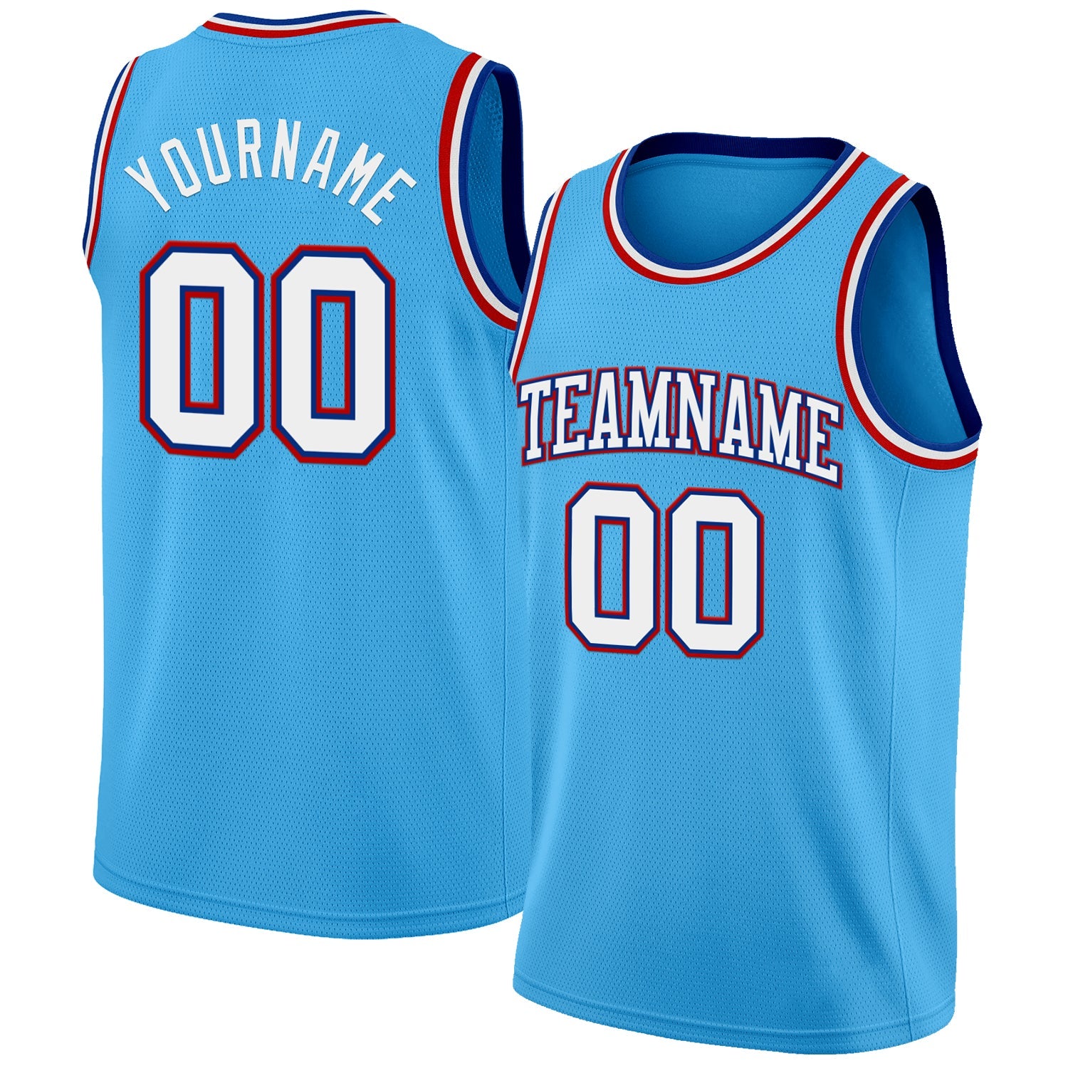 Custom Sky Blue White Royal-Red Authentic Basketball Jersey