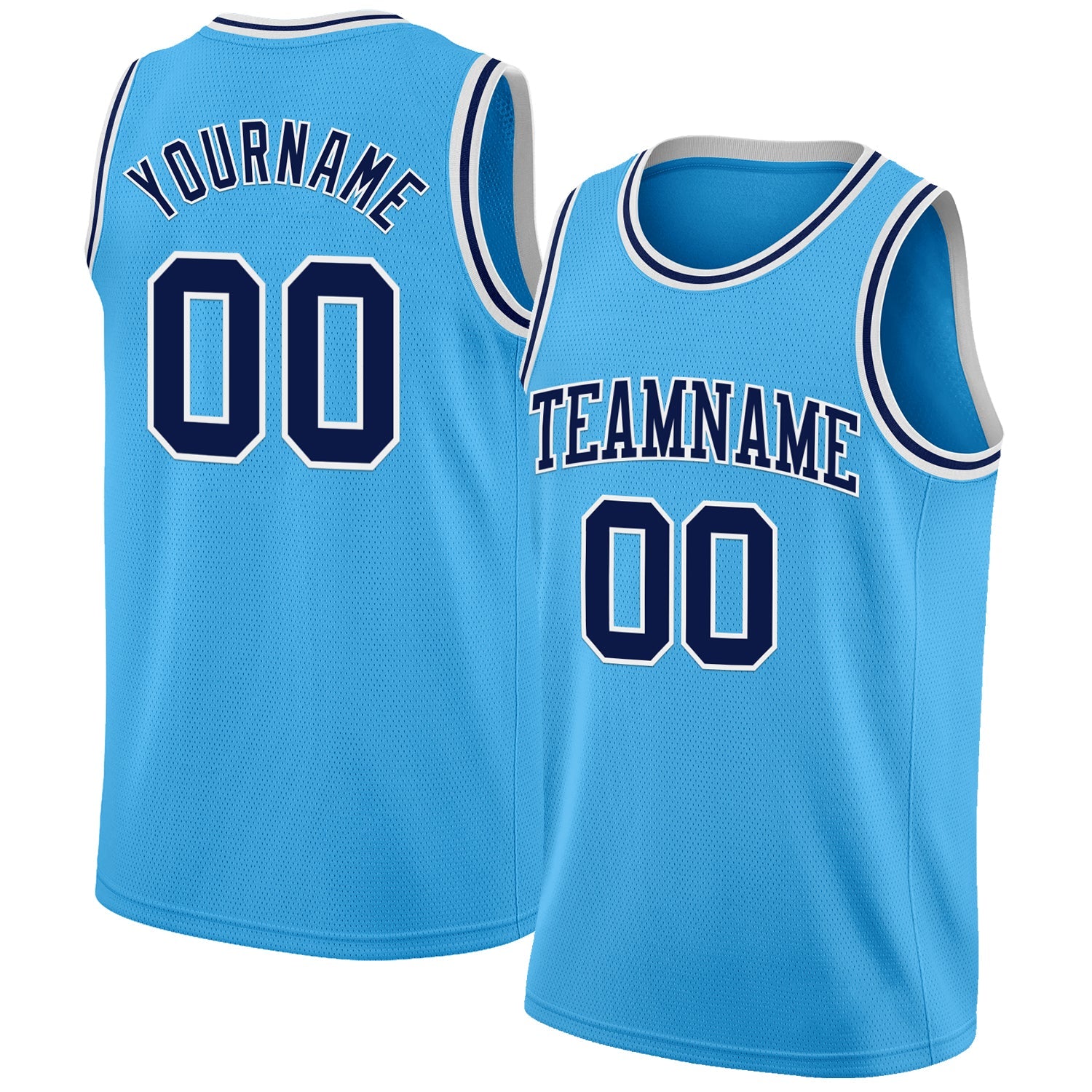 Custom Sky Blue Navy-White Authentic Basketball Jersey