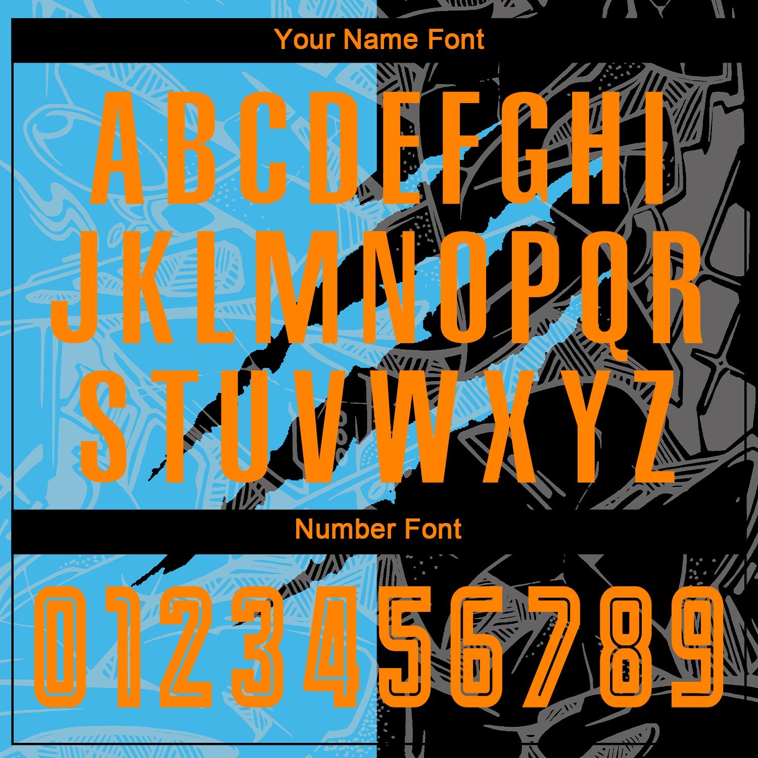 Custom Graffiti Pattern Bay Orange Black-Sky Blue Scratch Sublimation Soccer Uniform Jersey