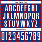 Custom Royal White-Red Abstract Shape Sublimation Soccer Uniform Jersey