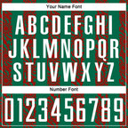 Custom Kelly Green White-Red Abstract Shape Sublimation Soccer Uniform Jersey