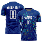 Custom Royal Old Gold-Aqua Abstract Fragment Art Sublimation Soccer Uniform Jersey