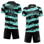 Custom Black Ice Blue Splash Sublimation Soccer Uniform Jersey