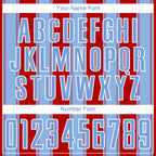 Custom Red Light Blue-White Line Sublimation Soccer Uniform Jersey