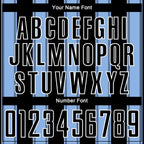 Custom Black Light Blue-White Line Sublimation Soccer Uniform Jersey