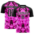 Custom Black Pink-White Flame Sublimation Soccer Uniform Jersey