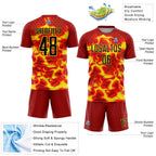 Custom Red Black-Light Yellow Flame Sublimation Soccer Uniform Jersey