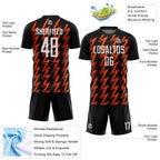Custom Black White-Orange Zigzag Shape Sublimation Soccer Uniform Jersey
