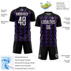 Custom Black White-Purple Zigzag Shape Sublimation Soccer Uniform Jersey