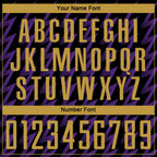 Custom Black Old Gold-Purple Zigzag Shape Sublimation Soccer Uniform Jersey