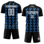 Custom Black White-Powder Blue Zigzag Shape Sublimation Soccer Uniform Jersey