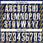 Custom Navy White-Old Gold Zigzag Shape Sublimation Soccer Uniform Jersey