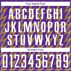 Custom Purple White-Old Gold Zigzag Shape Sublimation Soccer Uniform Jersey