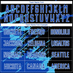 Custom Black Thunder Blue-Sky Blue Abstract Fragment Art Splash Sublimation Soccer Uniform Jersey