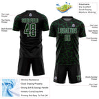 Custom Black Green-White Abstract Network Splash Sublimation Soccer Uniform Jersey