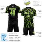 Custom Black Neon Green-White Abstract Network Splash Sublimation Soccer Uniform Jersey
