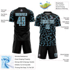 Custom Black Shadow Blue-White Abstract Network Splash Sublimation Soccer Uniform Jersey