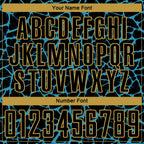 Custom Black Panther Blue-Old Gold Abstract Network Splash Sublimation Soccer Uniform Jersey