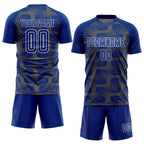 Custom Royal Steel Gray-White Line Sublimation Soccer Uniform Jersey