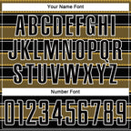 Custom Black Old Gold-White Geometric Shapes And Line Sublimation Soccer Uniform Jersey