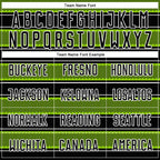 Custom Black Neon Green-White Geometric Shapes And Line Sublimation Soccer Uniform Jersey