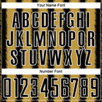 Custom Black Old Gold-White Line Sublimation Soccer Uniform Jersey
