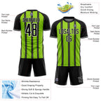 Custom Black Neon Green-White Line Sublimation Soccer Uniform Jersey
