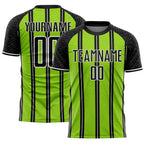 Custom Black Neon Green-White Line Sublimation Soccer Uniform Jersey