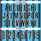 Custom Black Sky Blue-White Line Sublimation Soccer Uniform Jersey