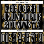Custom Black Old Gold-White Line Sublimation Soccer Uniform Jersey