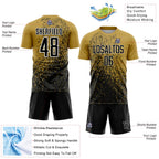 Custom Old Gold Black-White Abstract Fragment Art Sublimation Soccer Uniform Jersey