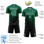 Custom Kelly Green Black-White Abstract Fragment Art Sublimation Soccer Uniform Jersey