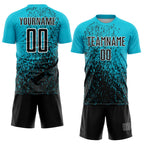 Custom Lakes Blue Black-White Abstract Fragment Art Sublimation Soccer Uniform Jersey