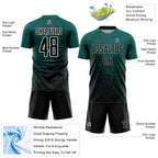 Custom Midnight Green Black-White Abstract Fragment Art Sublimation Soccer Uniform Jersey