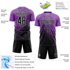 Custom Medium Purple Black-White Abstract Fragment Art Sublimation Soccer Uniform Jersey