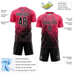 Custom Neon Pink Black-White Abstract Fragment Art Sublimation Soccer Uniform Jersey