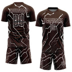 Custom Brown White Lightning Sublimation Soccer Uniform Jersey