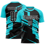 Custom Black Lakes Blue-White Line Sublimation Soccer Uniform Jersey
